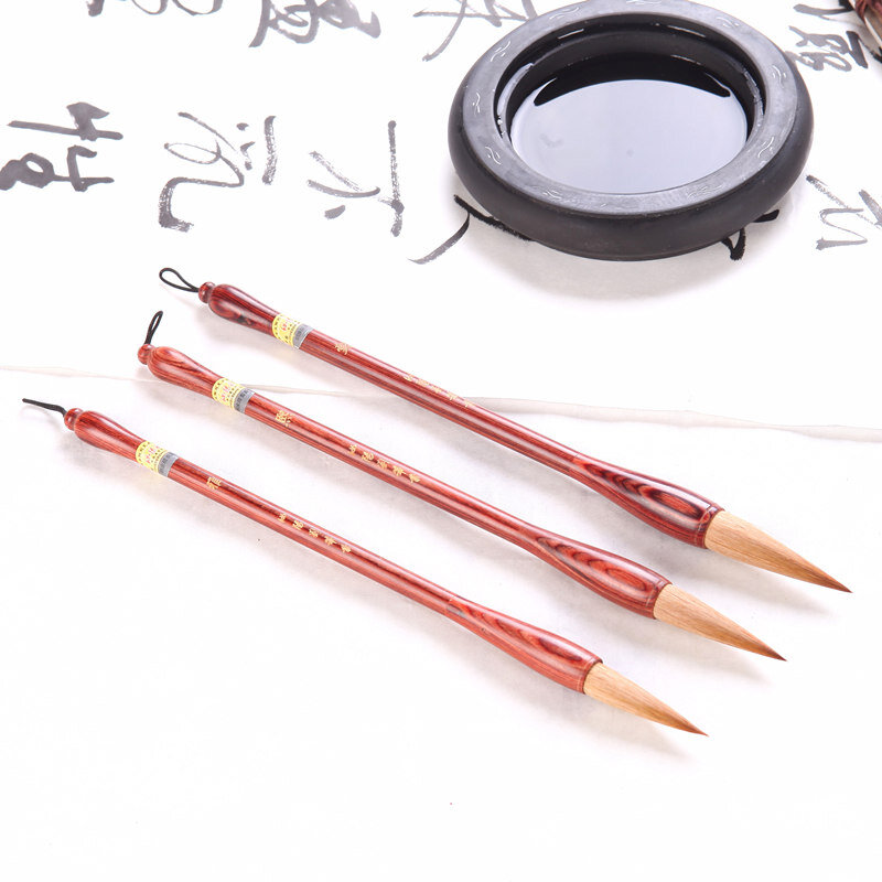 RUYANGLIU sikat rambut Weasel kualitas tinggi pena sikat kaligrafi Cina Tradisional Cina menulis kuas lukis Set pena