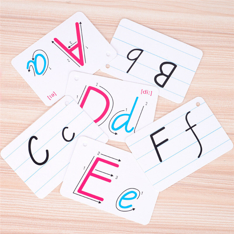 Juguetes Montessori para niños, aprendizaje de desarrollo temprano, tarjeta Flash en inglés de 26 letras, juguete escrito a mano para niños, regalo con hebilla