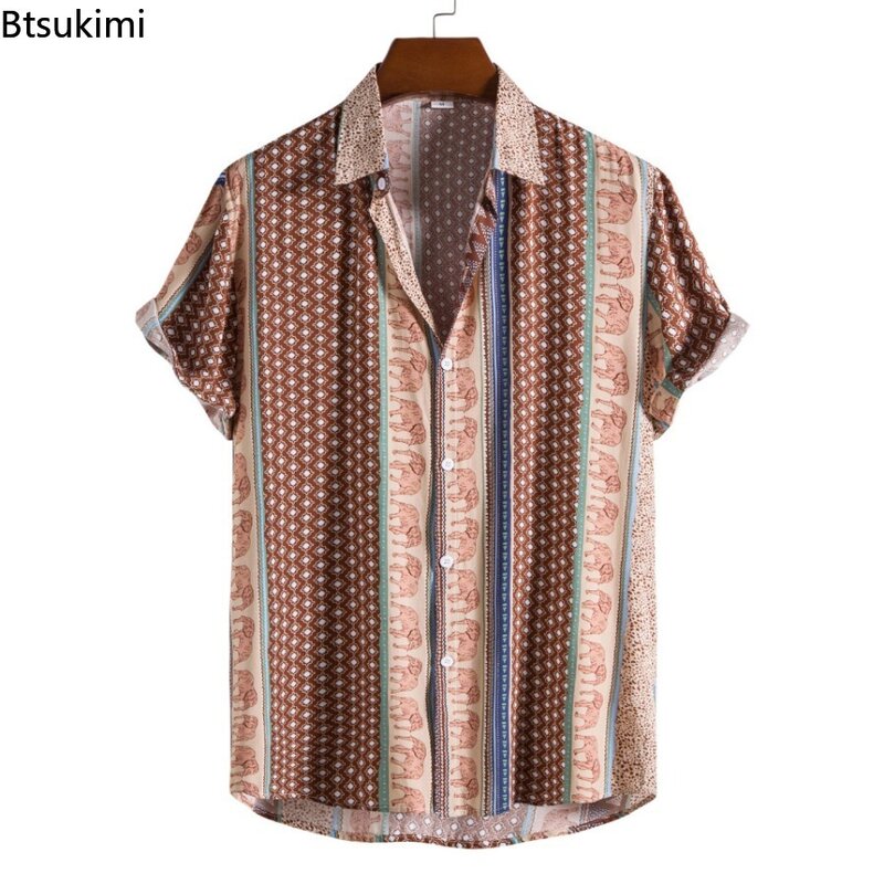 Mode 3d gedruckt Männer plus Größe lose Kurzarmhemd Sommer Vintage Hawaii Strand hemd lässige Bluse für Männer Streetwear