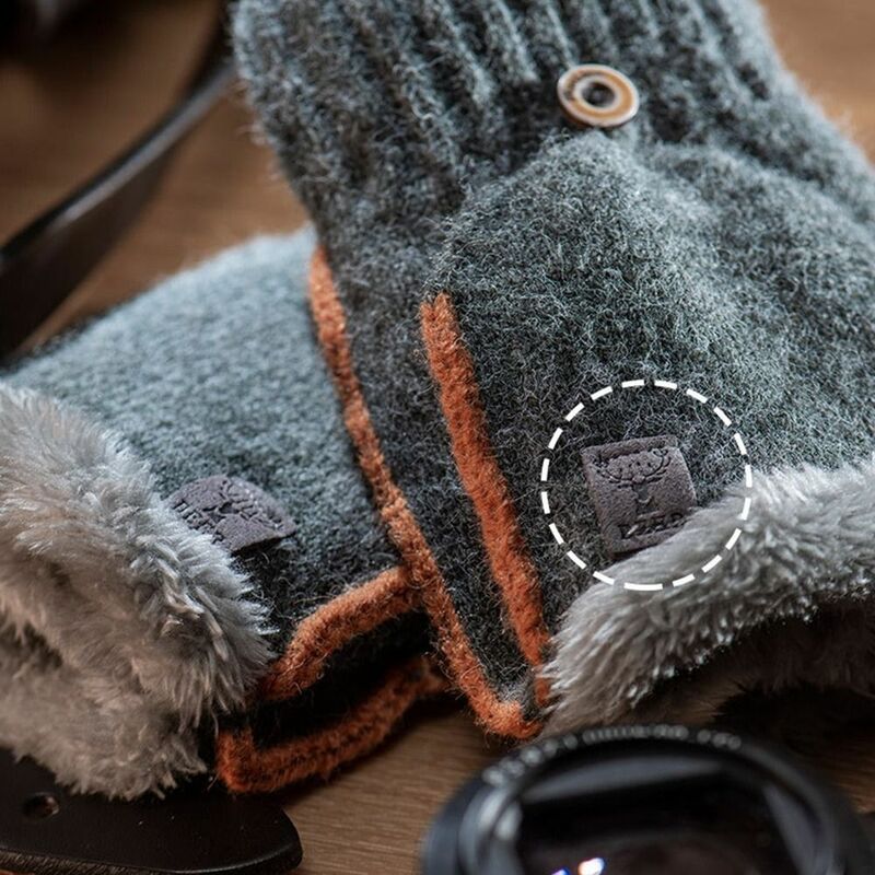 Новинка 2023, утолщенные Плюшевые Пушистые вязаные рукавицы с защитой от холода на сезон осень-зима, перчатки с открытыми пальцами, перчатки для сенсорного экрана, теплые перчатки