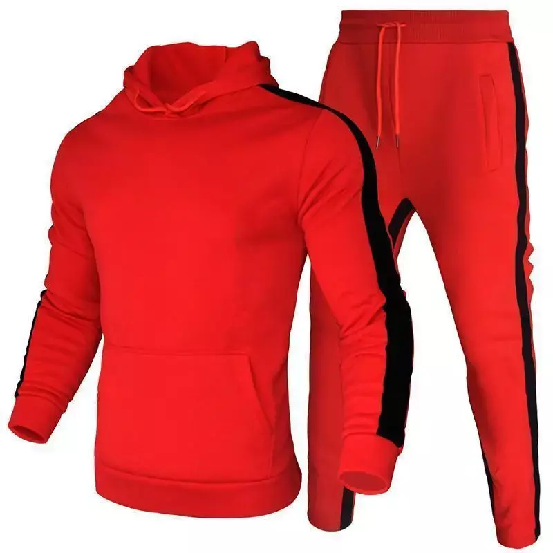 Autumn and Winter Jogging Suits for Men Striped Hoodie+Pants Casual Tracksuit Male Sportswear Gym Casual Clothing Sweat Suit New