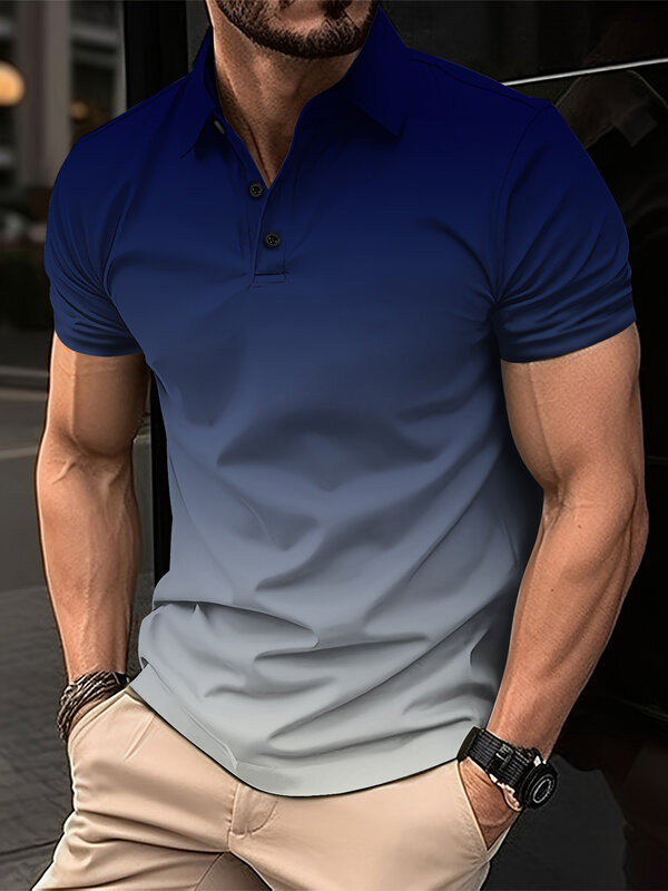 Moda męska koszulka Polo z jednolita, krótka rękawem letni Top koszulka Polo dla mężczyzn na co dzień Slim Polo letnia moda męska odzież męska