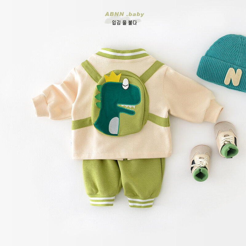 Set di vestiti per neonati 2023 autunno Toddler Boys Zip Jacket and Pants completi a due pezzi neonate Cute 2pcs Suit abbigliamento per neonati