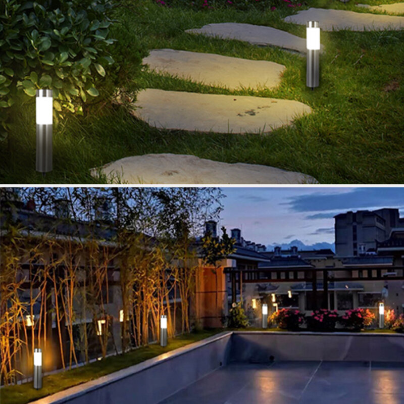 أضواء حديقة خارجية شمسية اسطوانية ، إضاءة ليد مضادة للماء ، مصباح شارع ديكور فيلا ، إضاءة حديقة بالطاقة الشمسية ، إضاءة منزلية