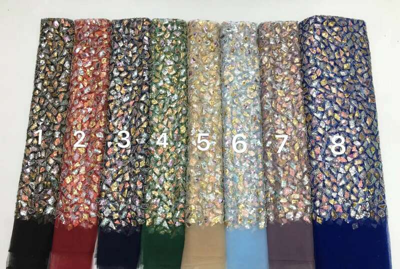 Francuska afrykańska tkanina koronkowa 3D 2024 z z koralikami długa jakości haftem dla kobiet suknia ślubna nigeryjska koronka siateczkowa tkanina 5 jardów