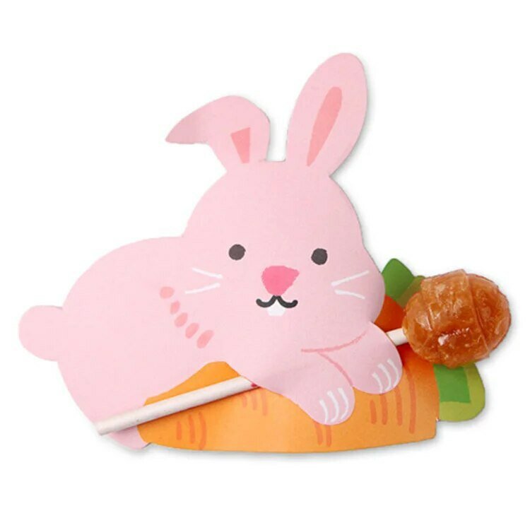 Cajas de dulces de conejo de dibujos animados para niños, tarjetas de Piruleta de conejo, feliz Pascua, bolsa de Fiesta de Primavera, decoraciones, regalos de bricolaje, suministro de embalaje, 1 PC