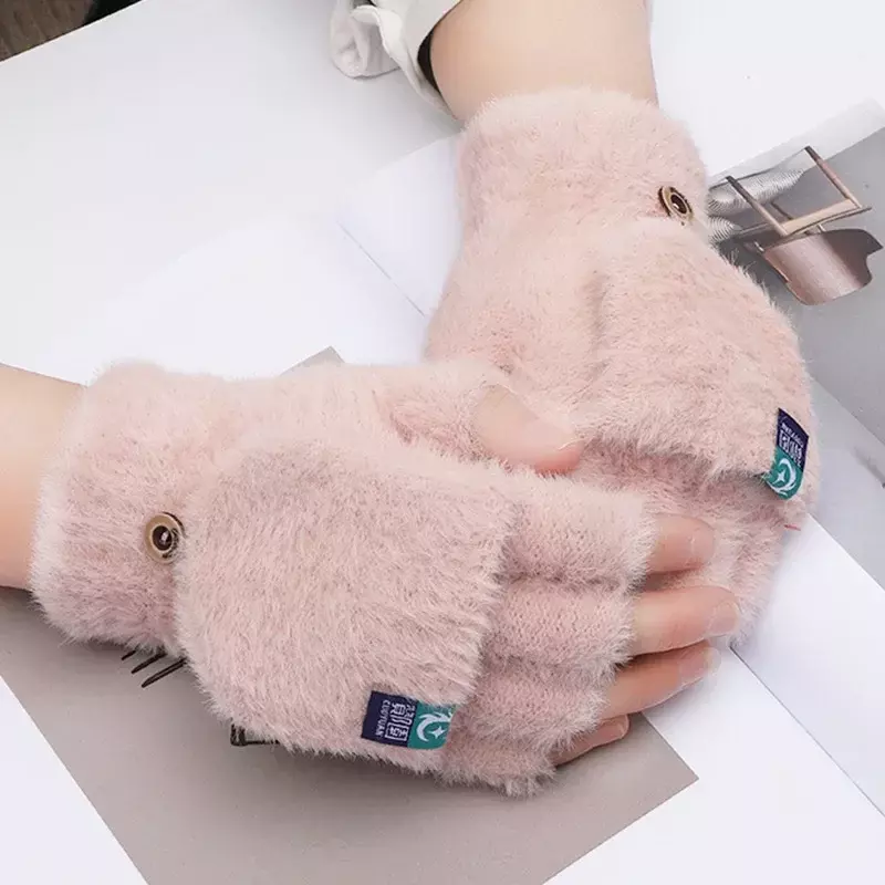 Y2k Winter Plush Gloves Women's Fingerless Gloves Soft Warm Wool Knitting Arm Flexible Hand Gloves Warmer for Men  Accessories