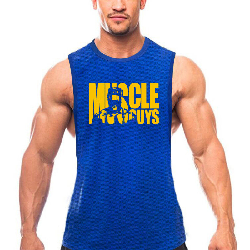 Neue Mode Mesh Atmungsaktiv Fitness Ärmellose Shirts Quick Dry Gym Tank Top Männer Bodybuilding Kleidung Workout Weste Singulett