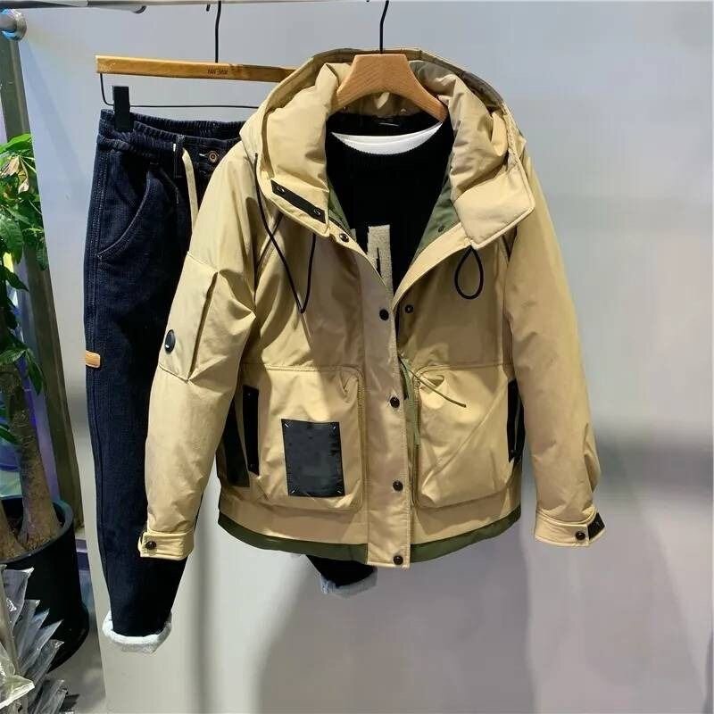 2023 Men's Clothing for Autumn New Coats Jacket with Hoodie Cotton Fashion Short Outerwear Loose Male Matching Coat Parkas Z54