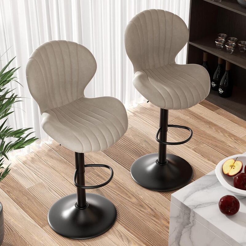 Bar Stools Set of 2 Modern Swivel Bar Chairs, Barstools Counter Height with High Backrest, Easy 3-5 Minute Assembly for Bar