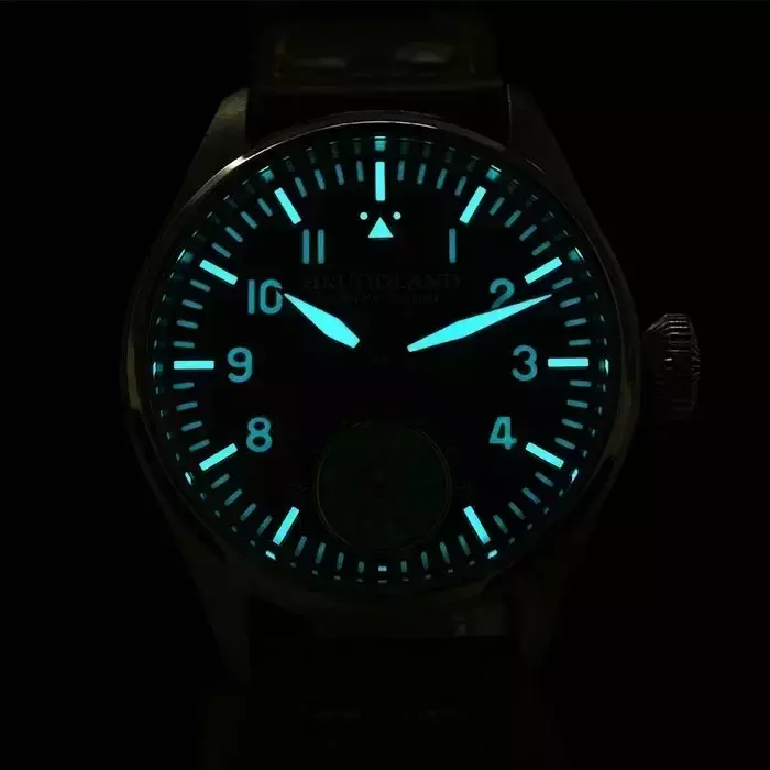 Hruodland-男性用のカスタムタービンパイロット腕時計,st3620ムーブメント,メカニカルBGW-9,発光サファイア,フロストダイヤル