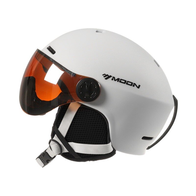 Helm Ski tahan angin salju, pelindung kepala olahraga Ski dengan kacamata pelindung telinga yang dibentuk secara integral papan seluncur salju