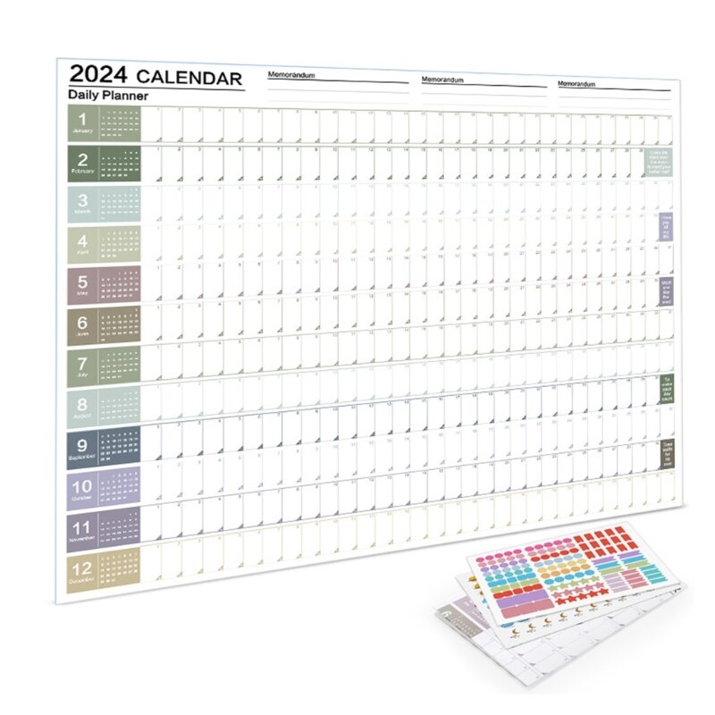 Календарь на 2024 год, простой ежедневный планировщик, список дел, подвесной ежегодный еженедельный ежегодный планировщик, дня