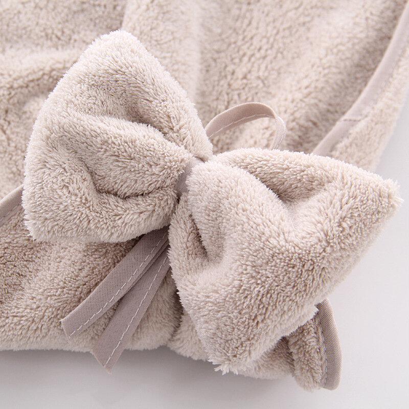 Manufacturers Wholesale High-density Coral Velvet Bow Cute Hanging Hand Towel Absorbent Kitchen Bathroom Towel
