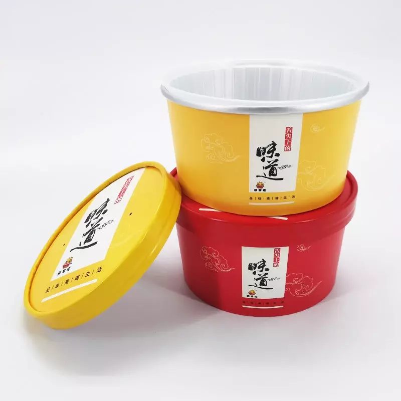 Prodotto personalizzato logo personalizzato per andare contenitore per alimenti in carta con vassoio inserto ciotole di riso per zuppa con coperchio