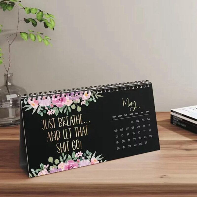 Calendario de pared para mujer, divertido calendario mensual, hecho a mano, regalo de mordaza de elefante blanco, escritorio de oficina en casa, 2024