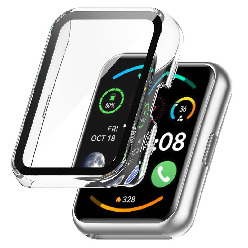 PC + obudowa ze szkła hartowanego dla Huawei Watch Fit 2 Fit2 Full Screen Protector Shell