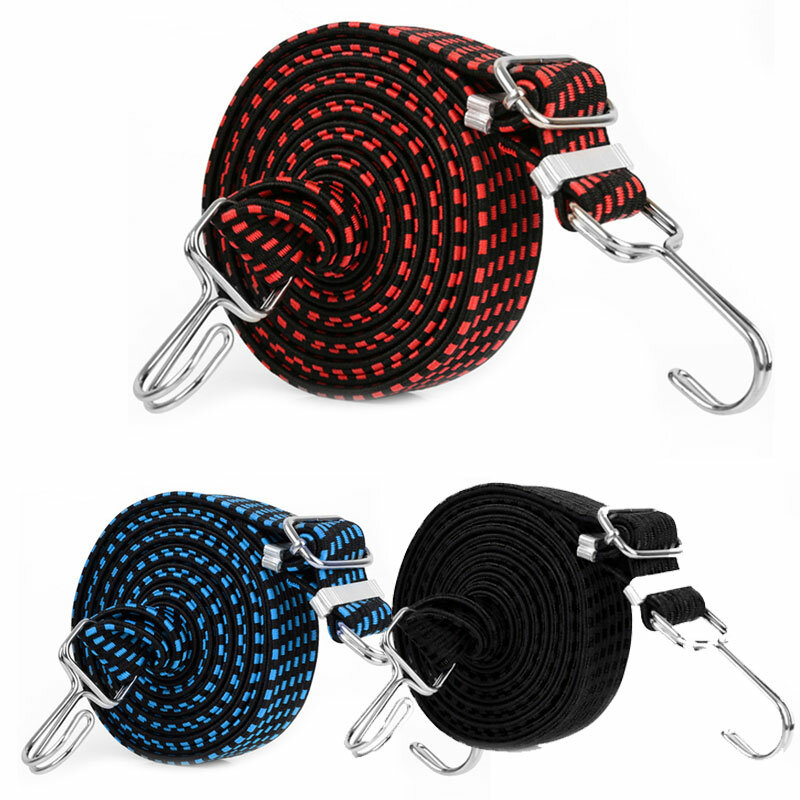 Motorcycle Bicycle Luggage Fixed Strap Rope Length Adjustable Double-layer Metal Hook Widening Elastic Belt