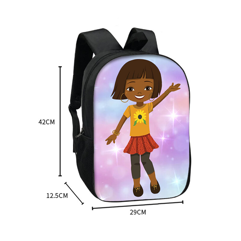 女性のためのアフリカの女の子のプリントが施されたリュックサック,10代の女の子のためのかわいいデザインが施されたポーチ