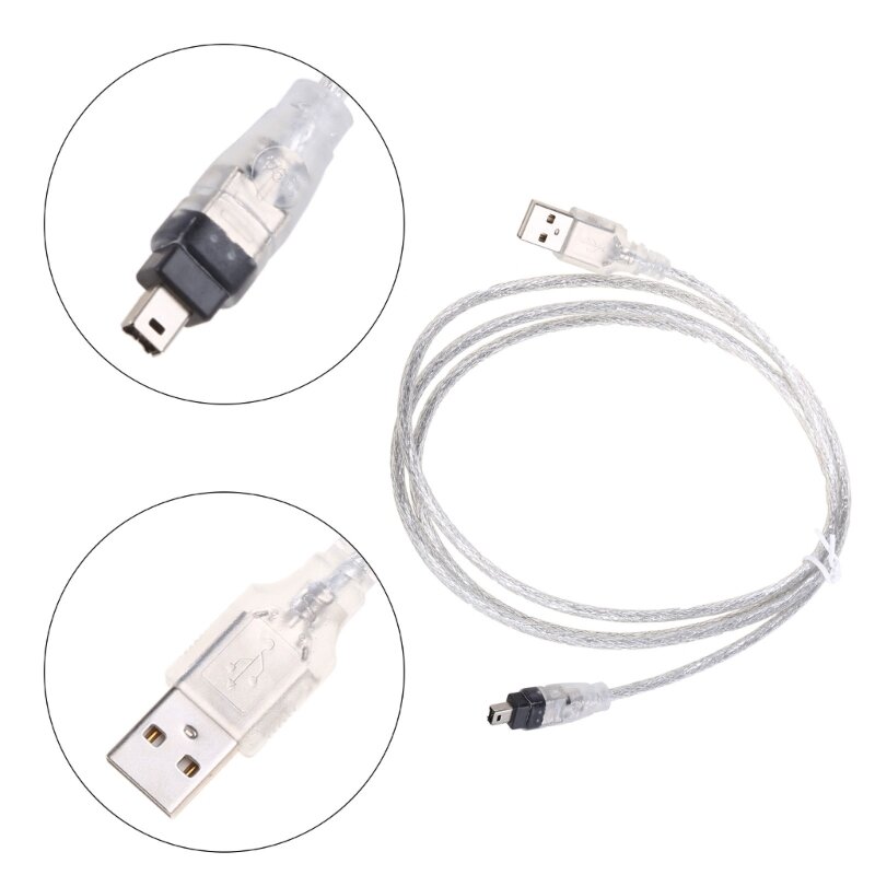 แท็บเล็ต-OOTDTY 5ft USB FireWire IEEE 1394 4 สำหรับสายเคเบิลอะแดปเตอร์ iLink-SATA TO USB