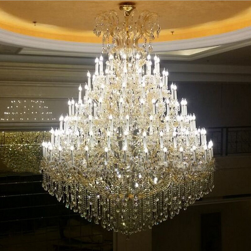 Large Crystal Chandelier Modern Living Room Lobby Hotel Lamp Luxury Villa Crystals Glass For Chandeliers Candle Lighting LED