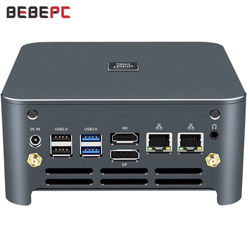 Bebepc พัดลมในตัว i9-9880H คอมพิวเตอร์ Intel คอร์อุตสาหกรรม8แกน16เกลียว16GB M.2 DDR4 32GB NVMe SSD 4K 60Hz Ubuntu PC