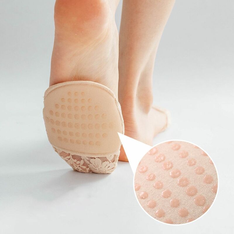 Comfortable Fashion Solid Color Invisible Cotton Mesh Half Palm Socks Forefoot Socks Lace Women Sock Slippers