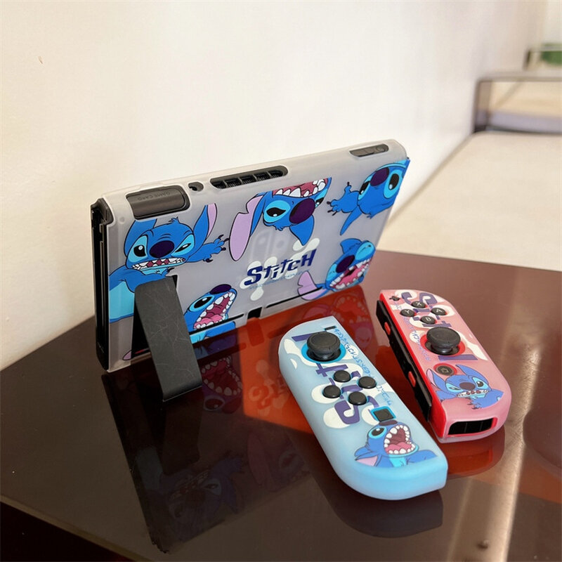 Disney Stitch miękka skóra TPU pokrowiec ochronny na konsolę Nintendo Switch NS Joy-Con ochrona pleców obudowa