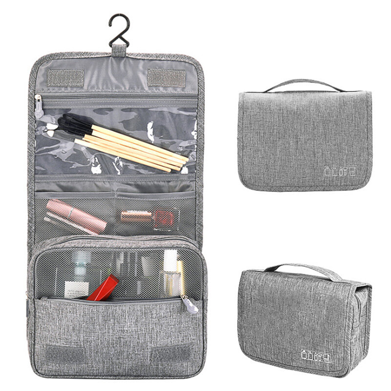 Bolsa de cosméticos portátil de gran capacidad, bolsa de almacenamiento multifunción Simple, bolsa de lavado con gancho de viaje al aire libre