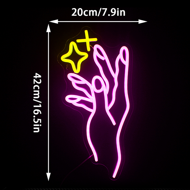Hand Ster Neon Teken Cool Gebaar Ontwerp Led Verlichting Muur Versiering Voor Slaapkamer Meisjes Nagelsalon Beauty Room Decor Usb Art Lamp
