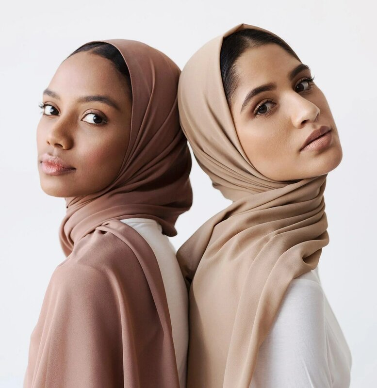 คุณภาพดีเย็บตะเข็บ Plain Premium Heavy ชีฟอง Hijab ผ้าพันคอบาทผู้หญิงผ้าพันคอ Hijabs ยาวผ้าคลุมไหล่ผ้าคลุมไหล่