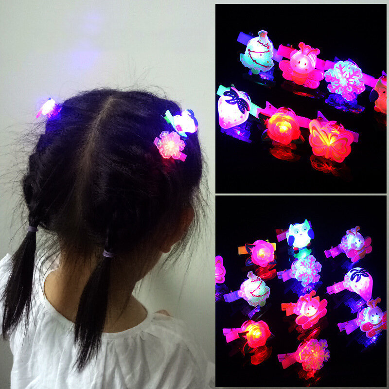 12 stücke Mädchen Glowing Haarnadel LED Licht Flash Haar Zubehör Weiche Glowing Haarnadel Cartoon Haarnadel Kopfbedeckungen Kinder Glowing Spielzeug