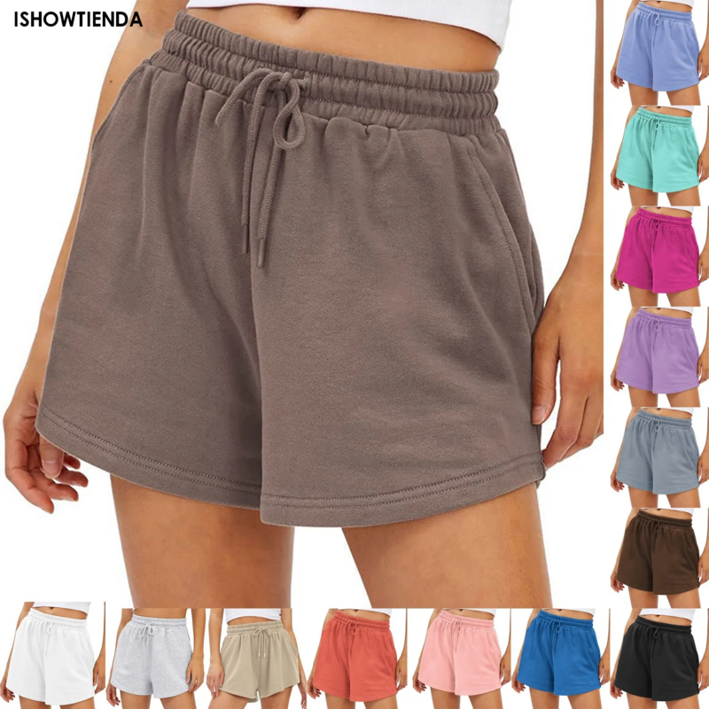 Pantalones cortos sencillos para mujer, pijamas suaves de talla grande, informales, para Yoga, playa, deportivos, de pierna ancha, ropa de calle