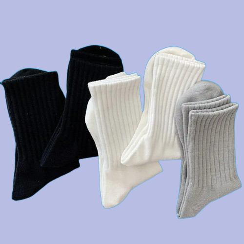 5 Paar Mannen Zwart Wit Warme Sokken Herfst Winter Mannelijke Ademende Effen Kleur Sport Lange Middelste Buis Casual Sokken Voor Mannen