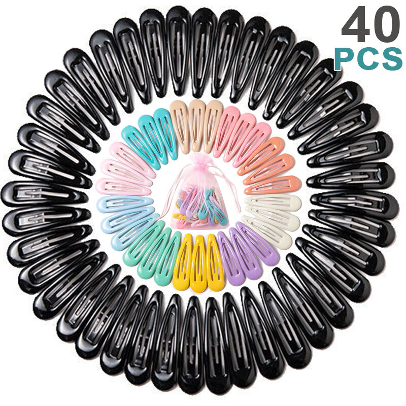 10-40Pcs/pack Colors Hair Clips For Women Girls Fashion Solid Kids Hair Accessories Snap Metal Barrettes Hairpins Clip Bobby Pin