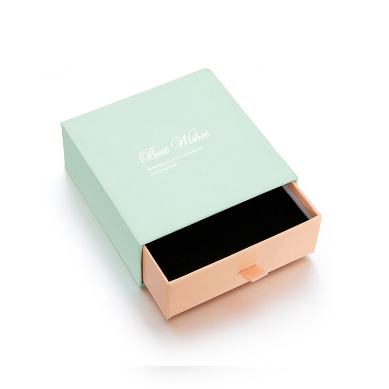 Cajón cuadrado de papel para joyería, caja organizadora de embalaje para pulsera, anillo, pendientes, collar, regalo, 1 unidad