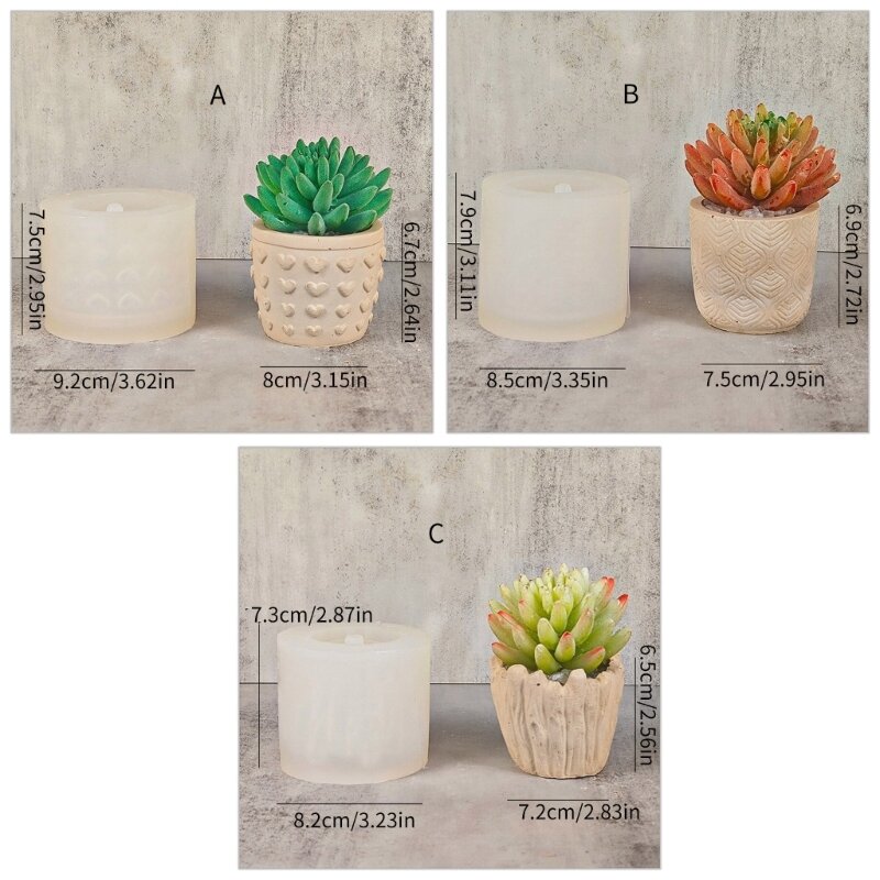 DIY 3D Relief Heart Vase Silicone Mold Handmade Home Decor Desktop Ornament Succulent Plant Flower Pot Epoxy Resin Casting Mould