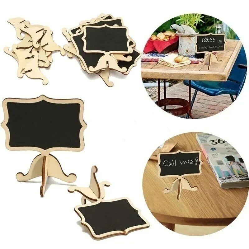 10 Stück Mini-Karte Holz kleine Tafel Desktop-Nachricht Dekoration einseitige Handwerk Schule Präsentation Etikett Tisch dekoration