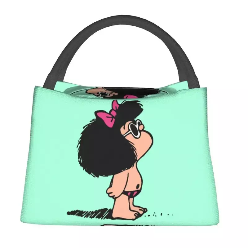 Mafalda مع ملابس السباحة أكياس الغداء المعزولة ، في الهواء الطلق ، الكرتون الكلاسيكي الأرجنتين ، برودة قابلة لإعادة الاستخدام ، صندوق الغداء الحراري