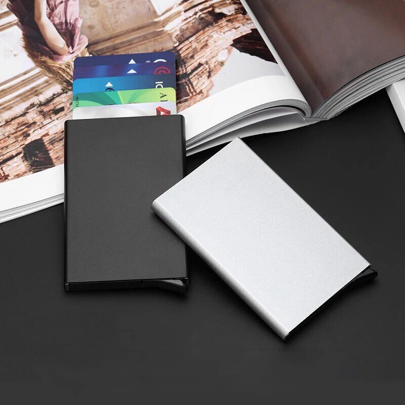 Anti RFID Smart Wallet Pouch ID Credit Card Holder Metal Thin Slim Men Aluminum Blocking Protected Wallet Small Bank Card Case