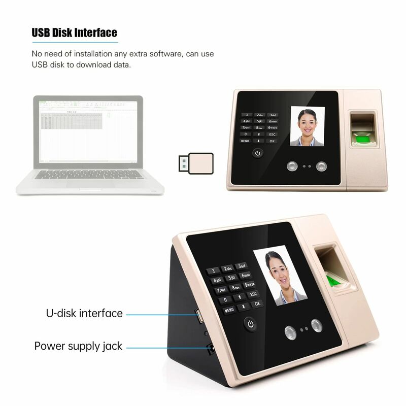 Fingerprint and Face and Password Recognition Machine, Fingerprint and Password, Employee Check-in Device, Electronic Device, Recognition Facial, Punch Card Equipment, FA02