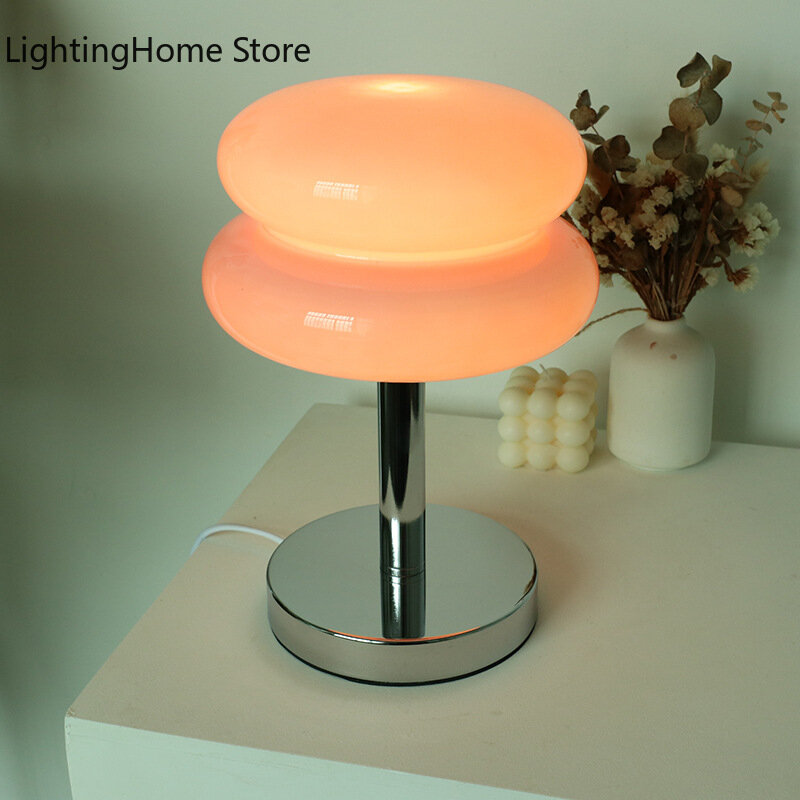 Ins vidro manchado lâmpada de mesa das crianças quarto lâmpada de cabeceira atmosfera decoração da lâmpada tart ovo dropshipping