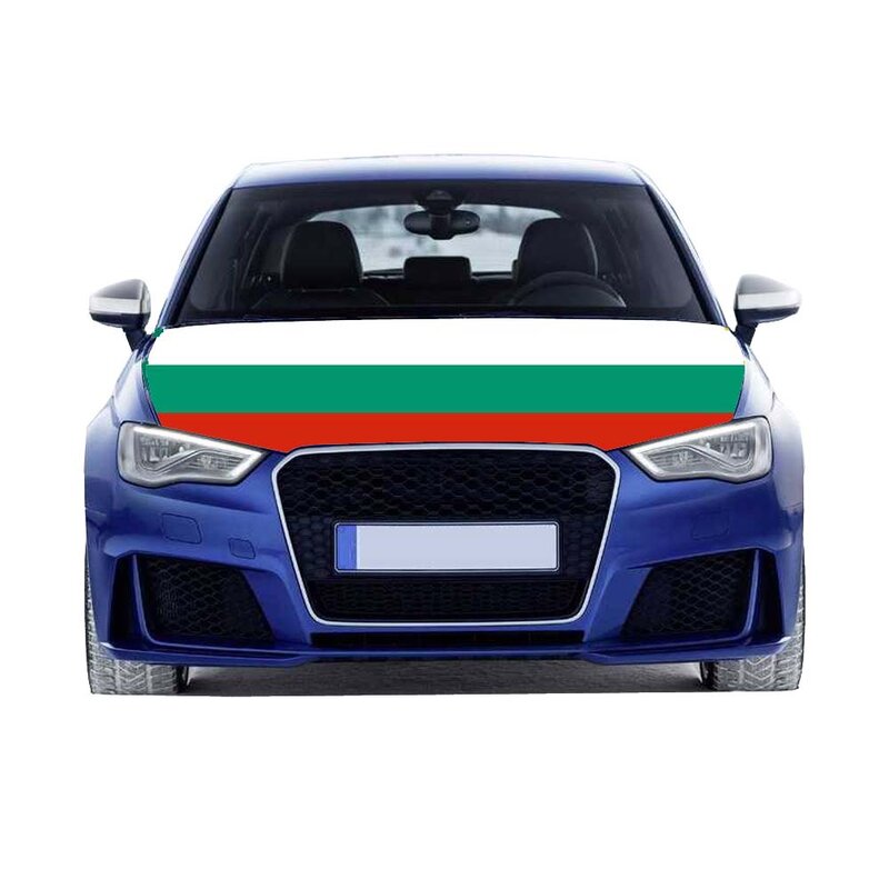 Bulgaria Flags Car Hood Cover 3.3X5FT/6X7FT100% Polyester Elastic Fabrics Can be Washed Suitable for Large SUV and Pickup
