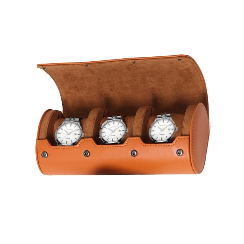 Кожаный ящик для хранения часов, пылезащитный органайзер, 3 слота, чехол для часов, портативный рулон часов, дорожные чехлы