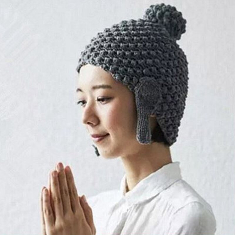 Berretti caldi lavorati a maglia Tathagata berretti invernali durevoli a forma di Buddha per bambini ragazze ragazzi donne uomini