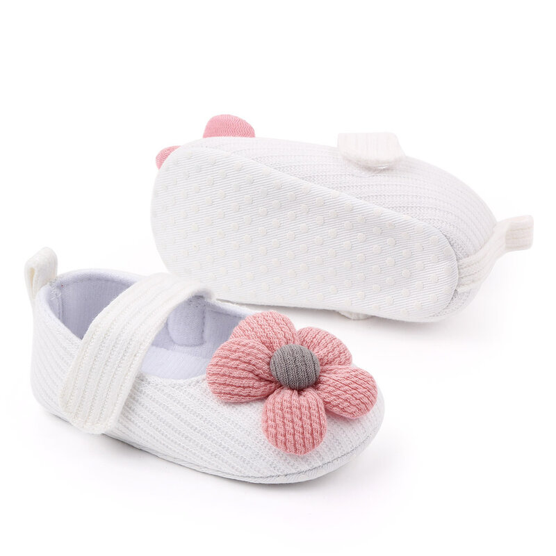 Sapatos de princesa flor do bebê, sola macia, antiderrapante, primeiros andadores, sapatos de caminhada, sapatos femininos, 0-6-12 meses, primavera, outono