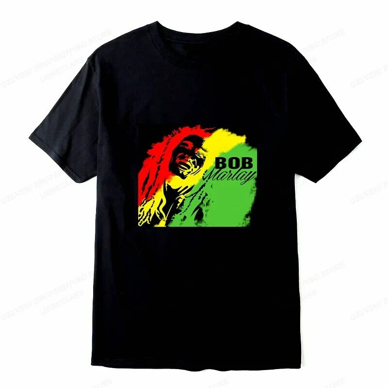 Rap Singer Bob Marley T-shirt Men's Fashion Cotton T-shirt Street Hip Hop Punk Top Women's Vintage T-shirt Solid Summer Clothing