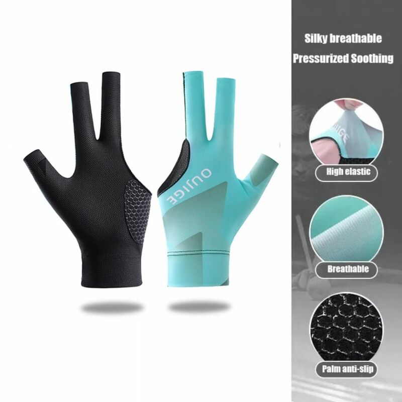 Three Fingers Snooker Glove New Anti-slip Elastic Billiard Glove Left Right Hand Breathable Training Glove Fitness Accessories