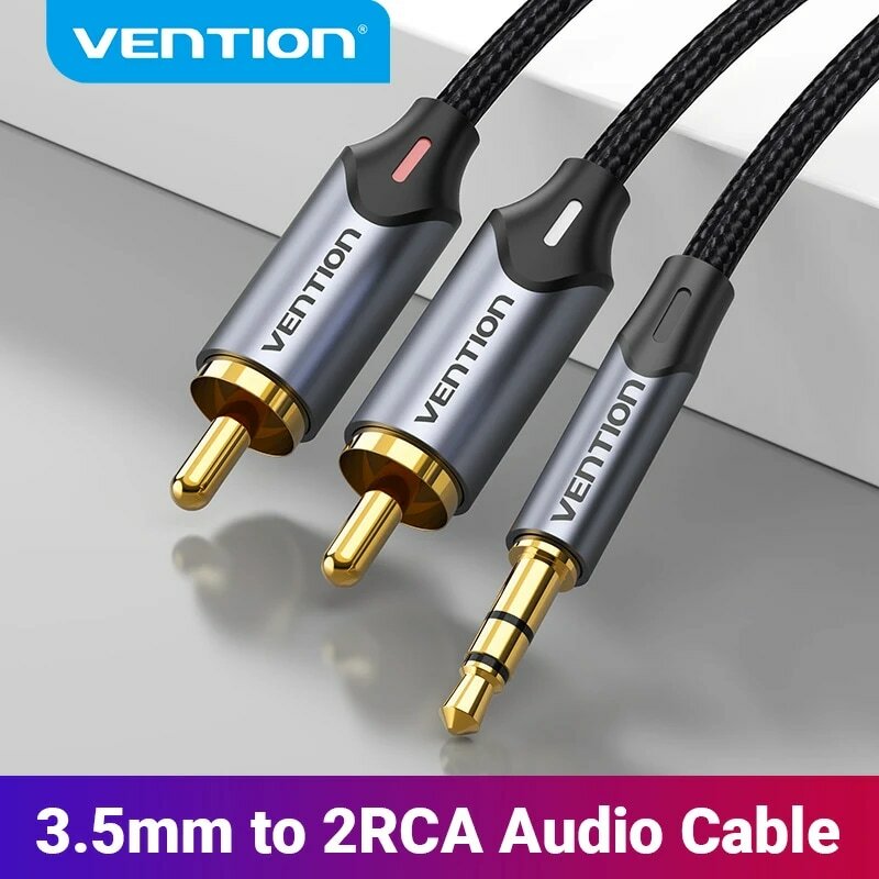 Vention-RCA 케이블 3.5mm 2RCA 분배기 RCA 잭 3.5 RCA 오디오 케이블 스마트폰 앰프 홈 시어터 AUX 케이블 RCA, Vention