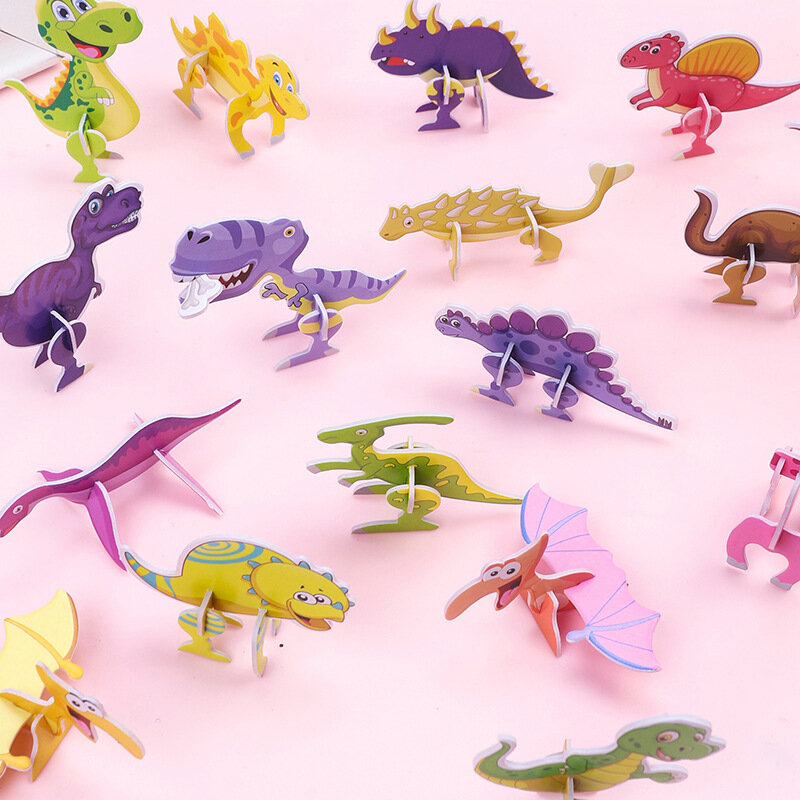 لغز ديناصور ورقي للأطفال ، ثلاثي الأبعاد ، صغير ، لطيف ، كرتون ، شكل لعبة